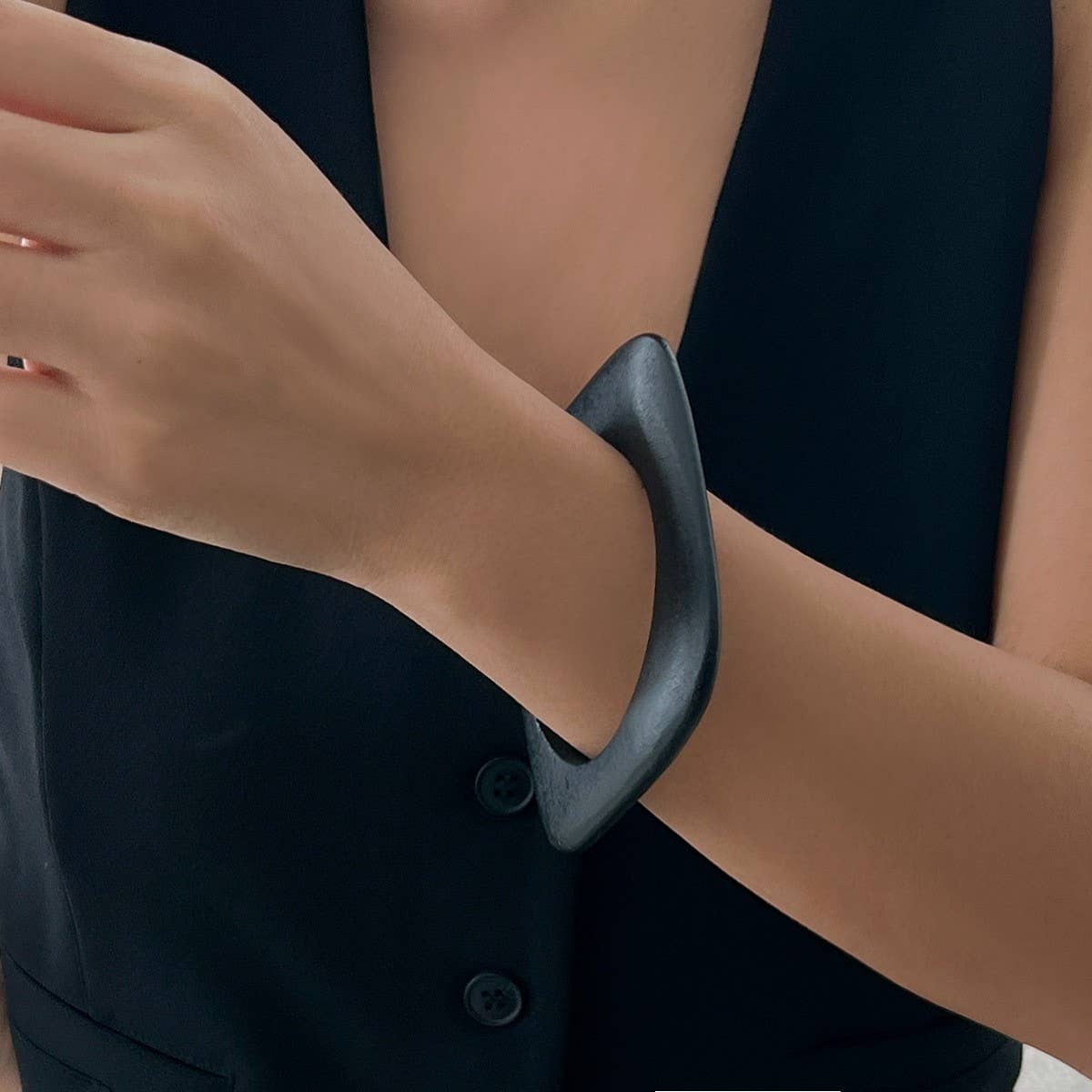 RETRO IRREGULAR FACETED GEOMETRIC BRACELET_CWMM3090