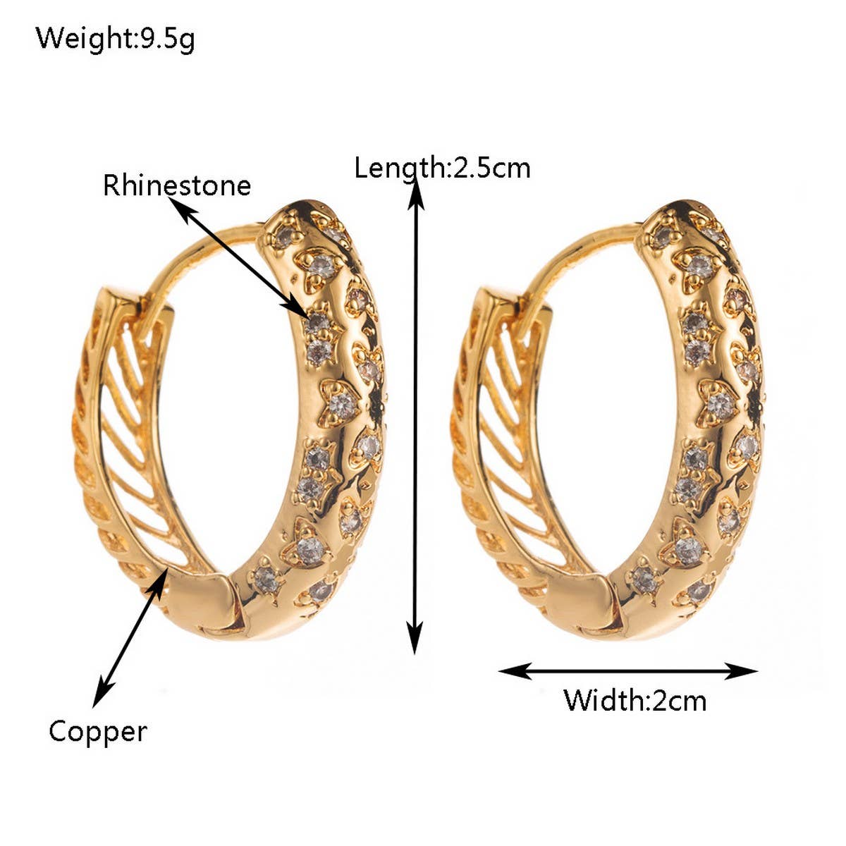 Oval Micro Gold-Plated Copper Hoop Earrings_CWMM8523
