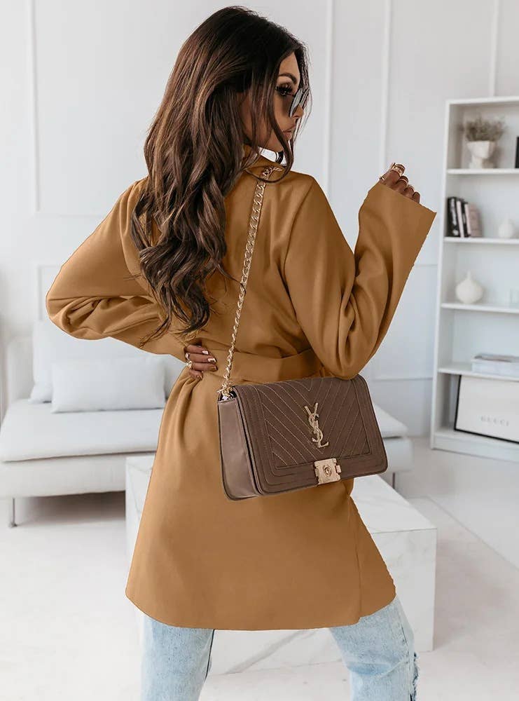 FASHION LONG SLEEVE LACE-UP CARDIGAN SWEATER COAT