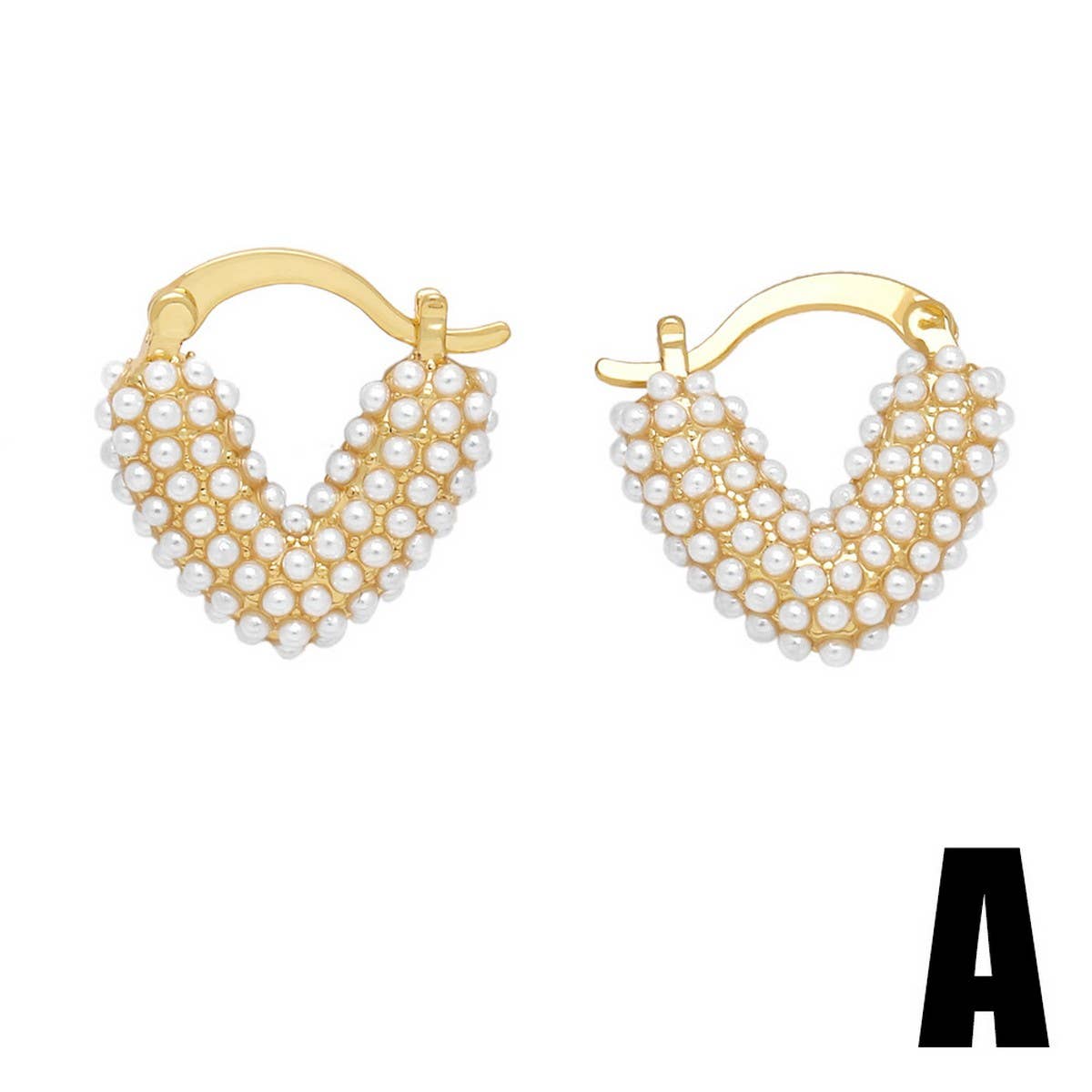 FASHIONABLE PEARL INLAID HEART-SHAPED EARRINGS
