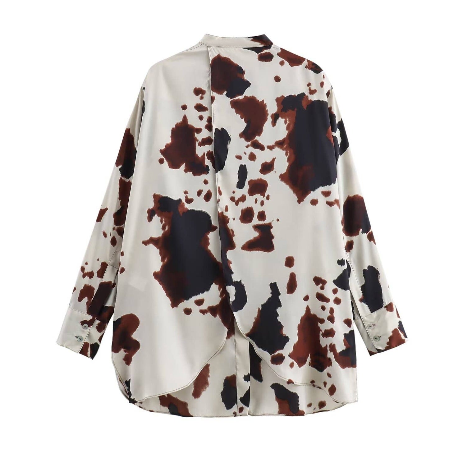 Animal print straight leg pants printed shirt set