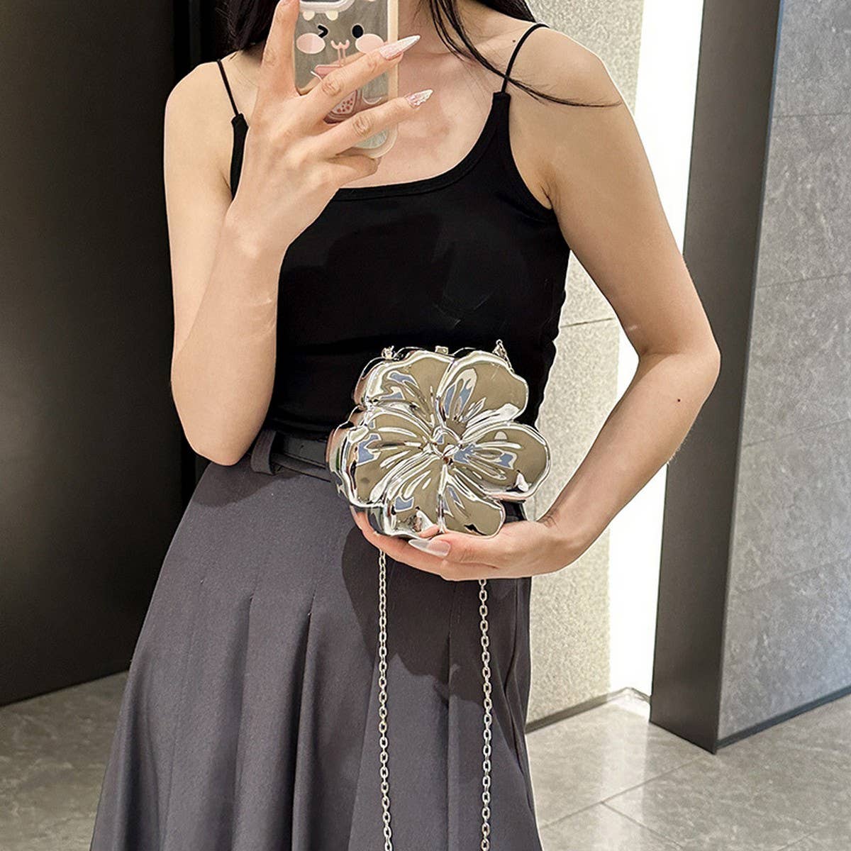 FLOWER GOLD PRESSED BAG BANQUET BAG CLUTCH_CWAB3259