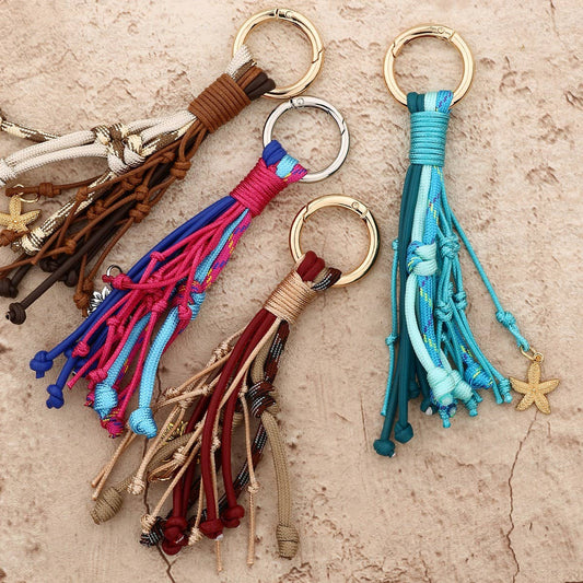 Women¡¯s Leather Tassel Bag Charm with Keychain_CUAB00437