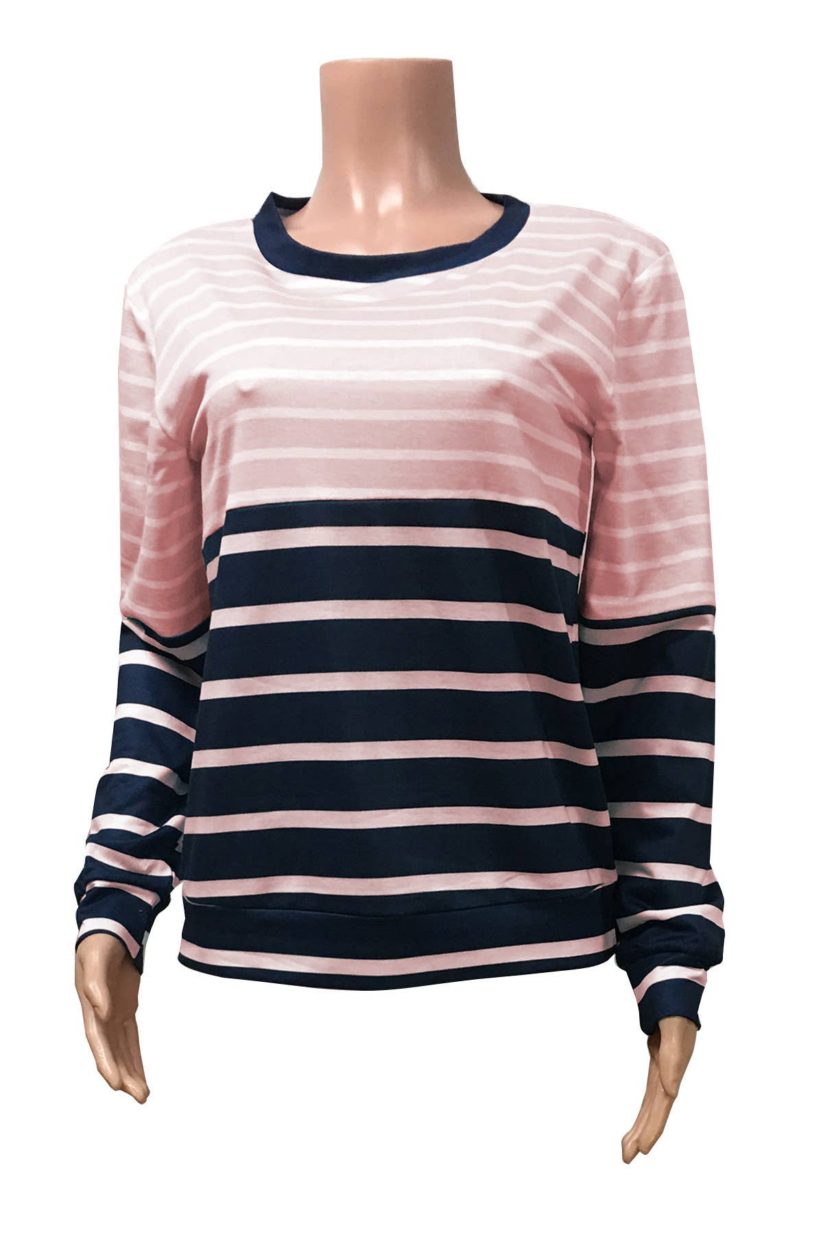 STRIPED COLOR PATCHWORK LONG-SLEEVED HOODIE