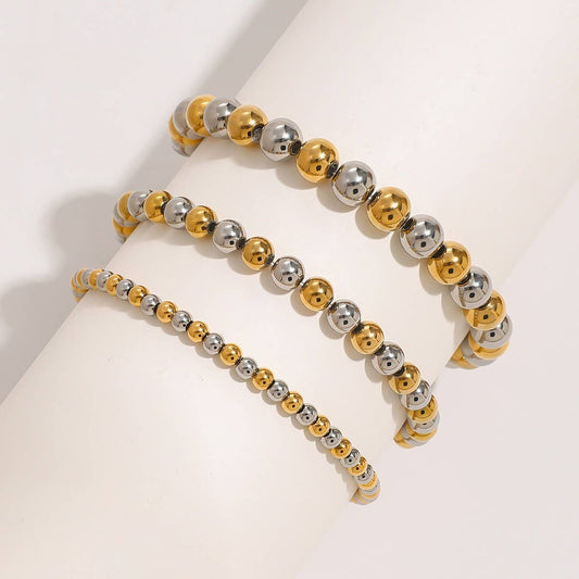 Designer Two-Tone Solid Bead Stretch Bracelet