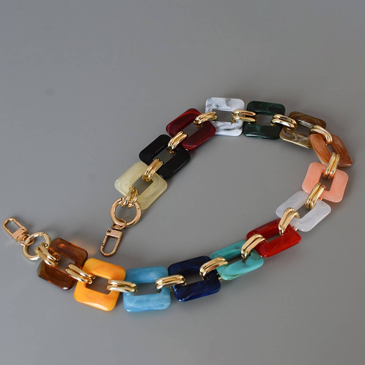 Heart,Rectangle Colorful Mixed Acrylic Bag Chain