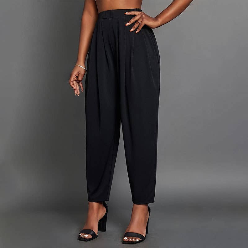 ELEGANT PLEATED ELASTIC WAIST TAPERED SMALL FEET