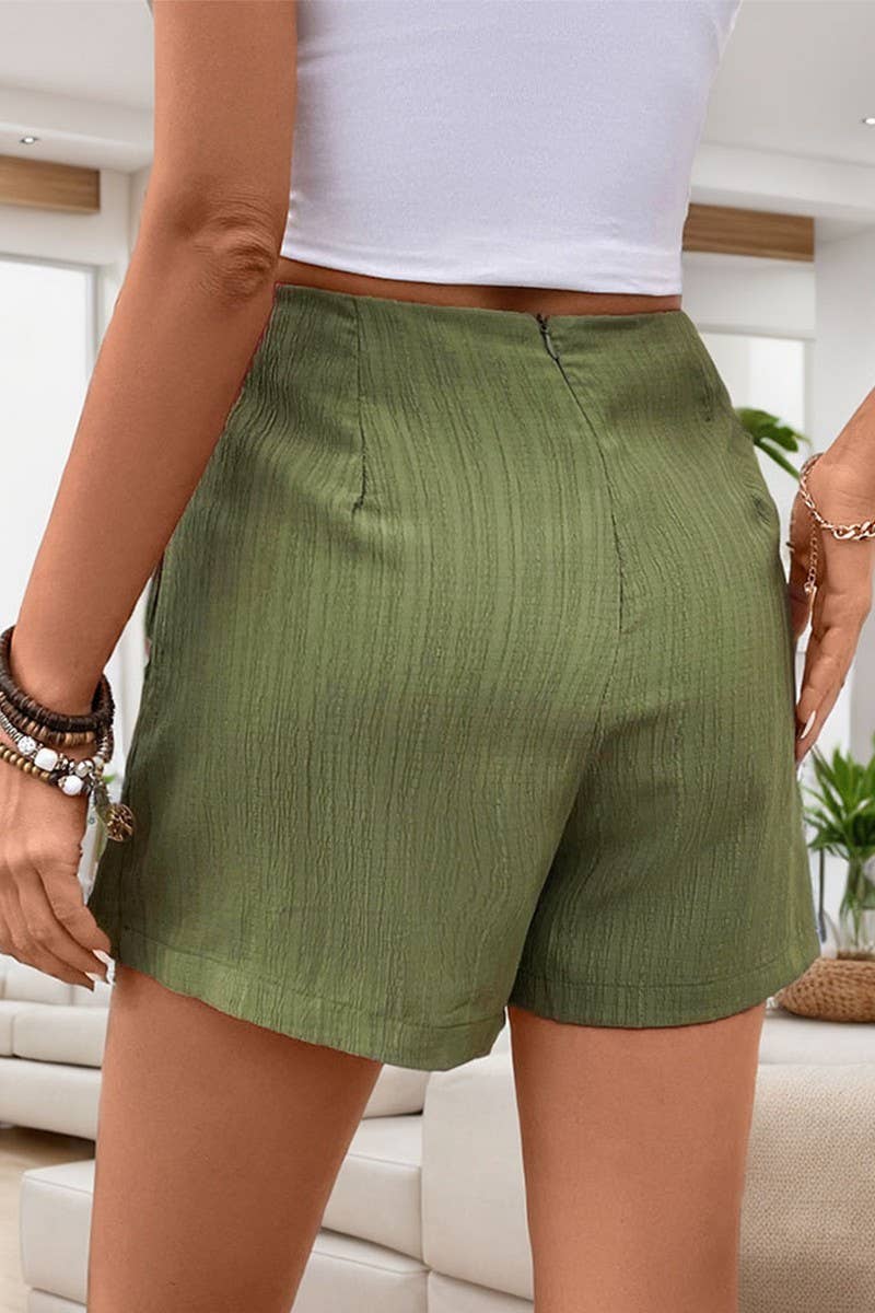 CWBSP0427_SOLID COLOR HIGH WAIST TEXTURED CULOTTES