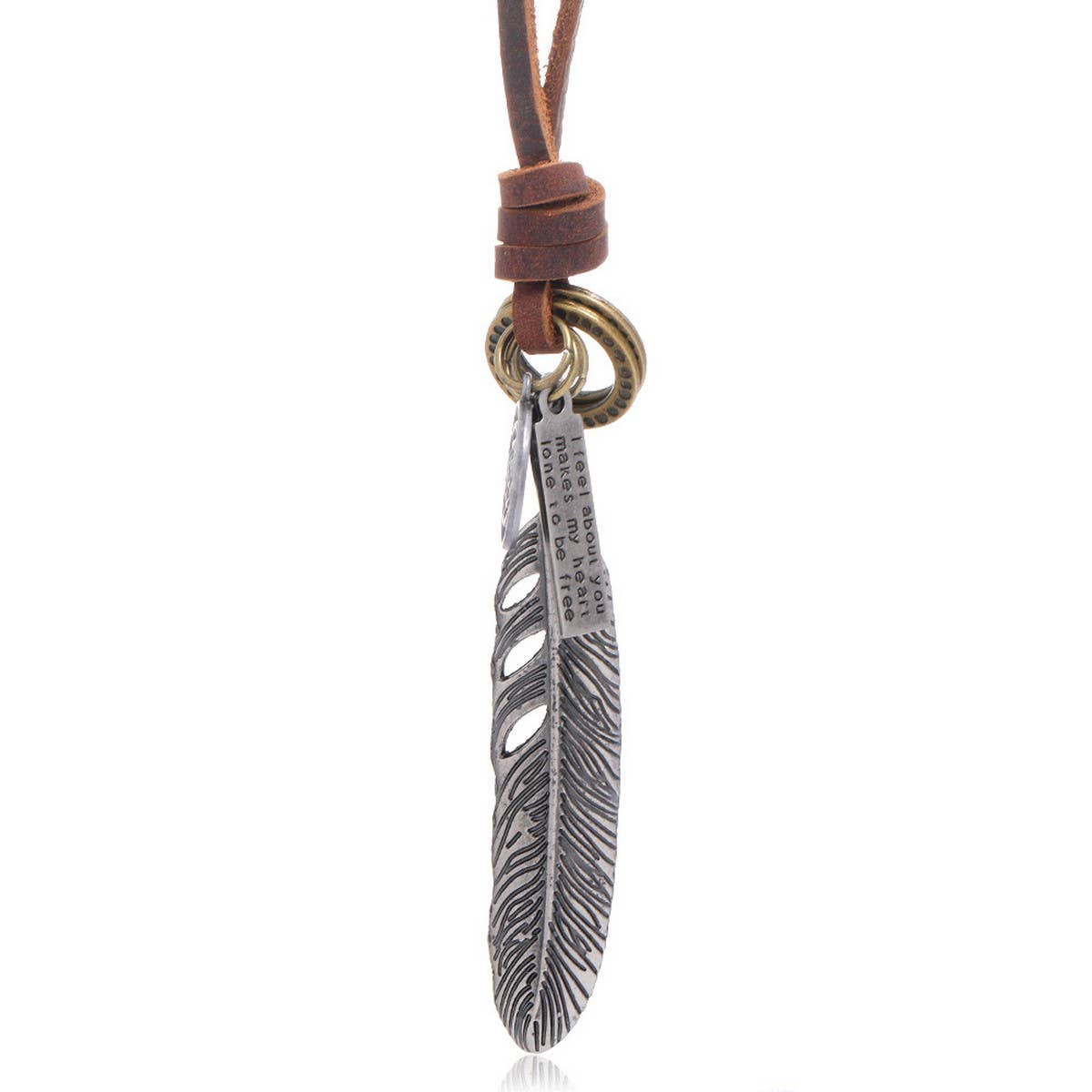 MEN'S PERSONALIZED SIMPLE FEATHER LEATHER NECKLACE