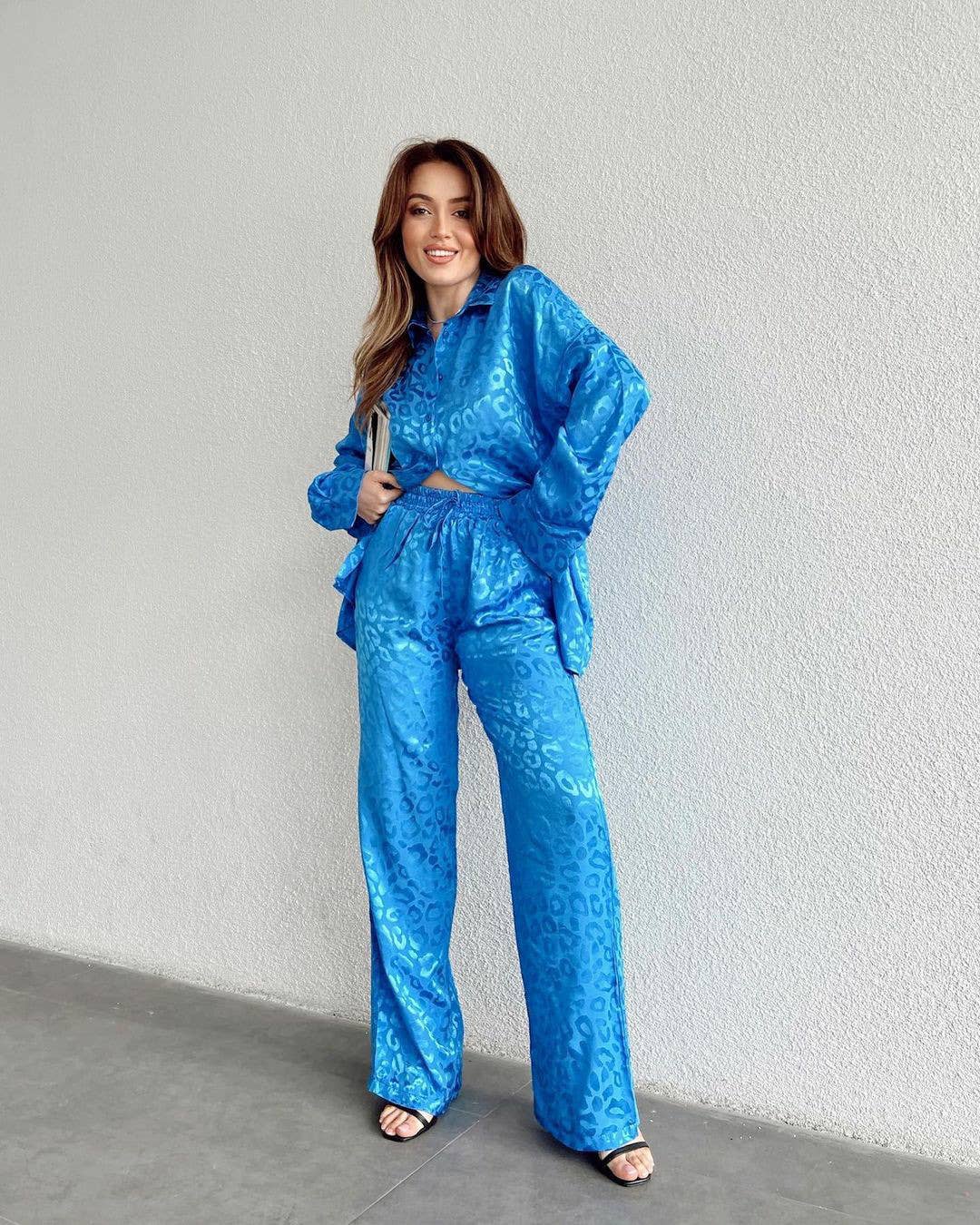 LONG SLEEVE LEOPARD PRINT FASHION WOMEN'S SUIT