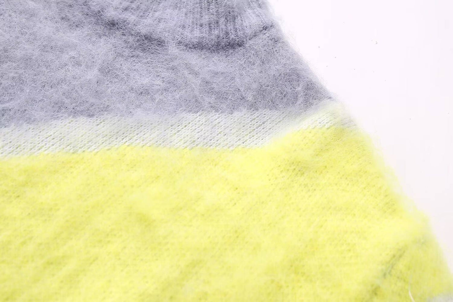 RUFFLED PATCHWORK CREW NECK PULLOVER SWEATER