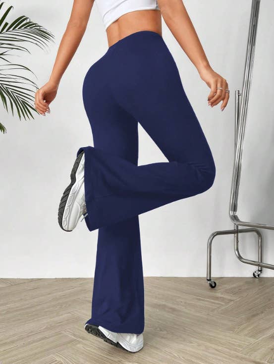 V-shaped waist slimming slightly flared trousers