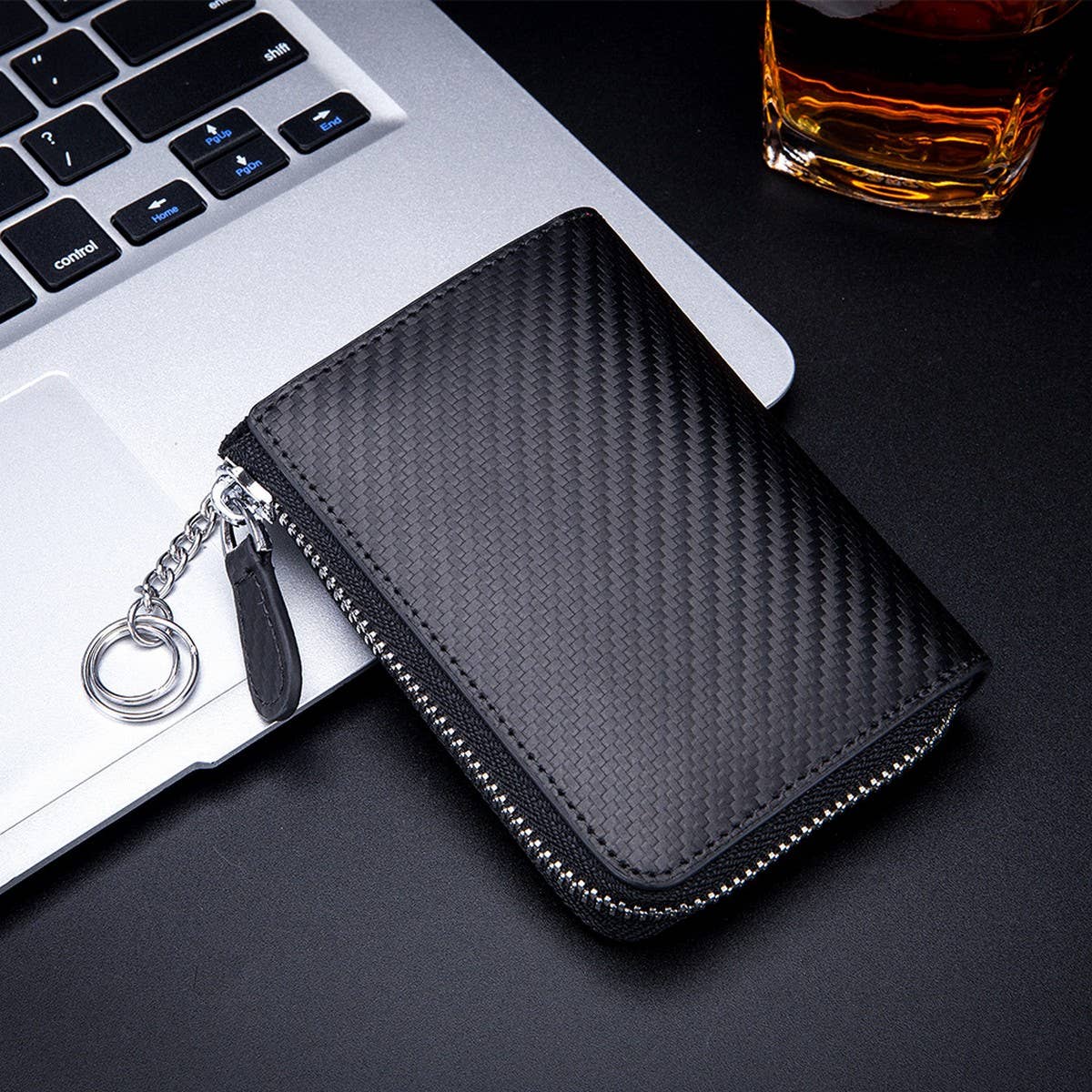 CARBON FIBER PATTERN LEATHER COIN PURSE CARD BAG_CWAB3871