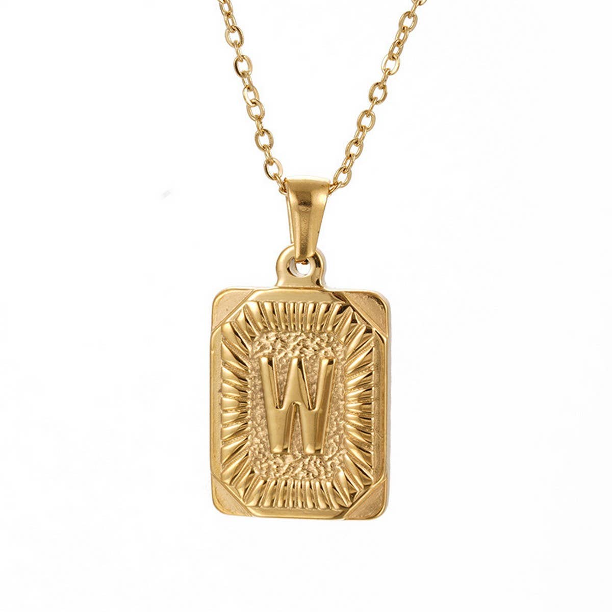 CWAJE1937_Square Stainless Steel Letter Fashion Necklace