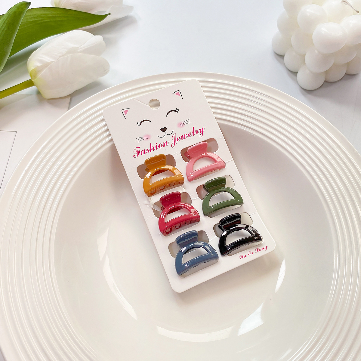 6pcs Candy Color Mini Hair Claws - Cute Bang Clips_CWAHA0727