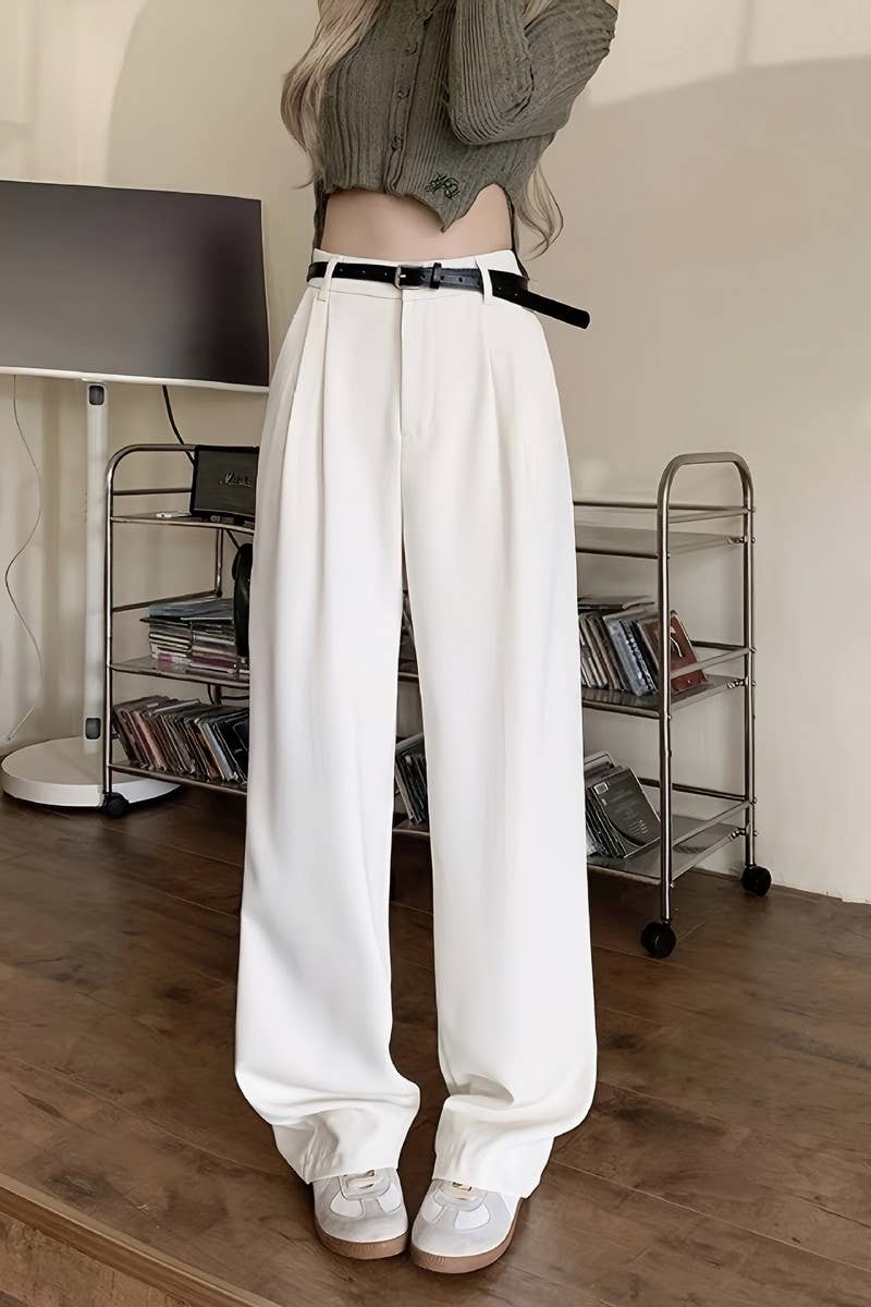 CWBLP2075_HIGH WAIST LOOSE FIT DRAPED STRAIGHT TROUSERS