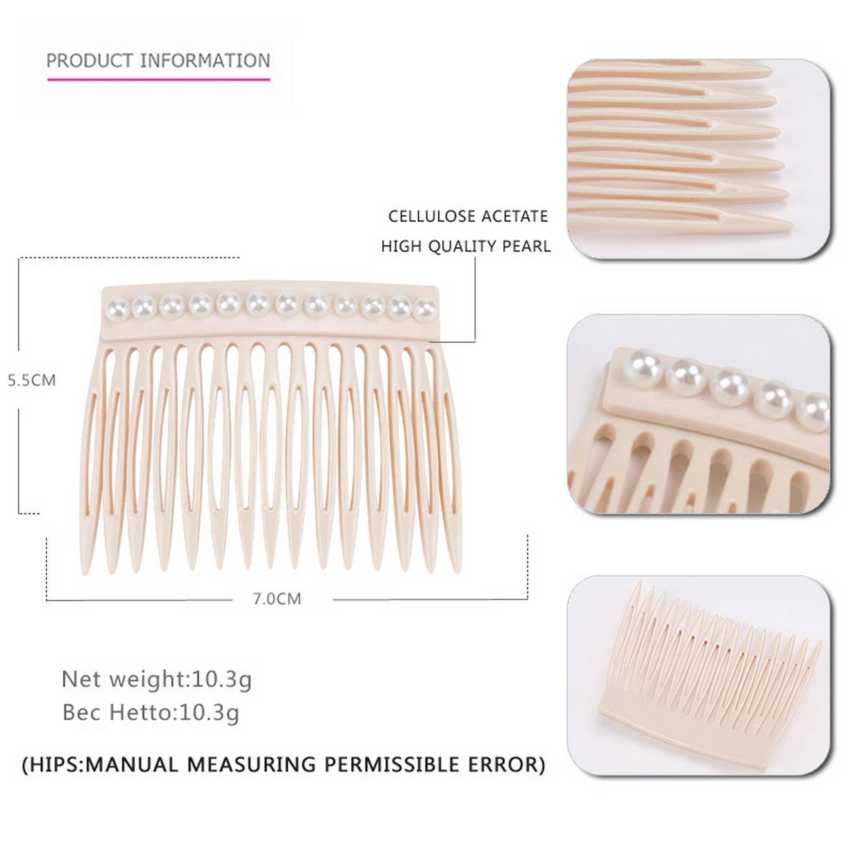 ACETATE HAIR COMB HOLLOW SHARP TEETH INSERT COMB_CWAHA4208