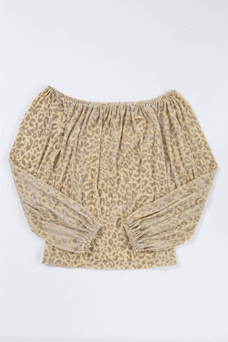 LEOPARD PRINT ONE-LINE SHOULDER PULLOVER