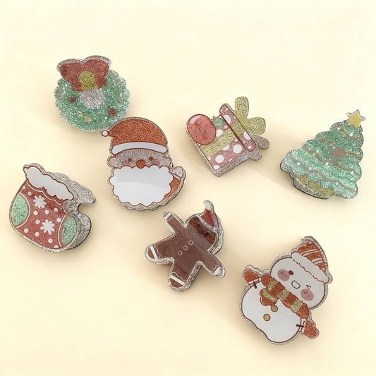 CWAHA07725_CHRISTMAS ACRYLIC SANTA REINDEER HAIR CLAW CLIP