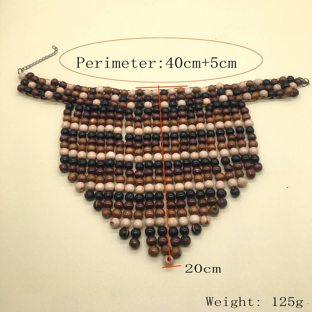 HANDMADE BEADED TASSEL WOOD BEAD NECKLACE