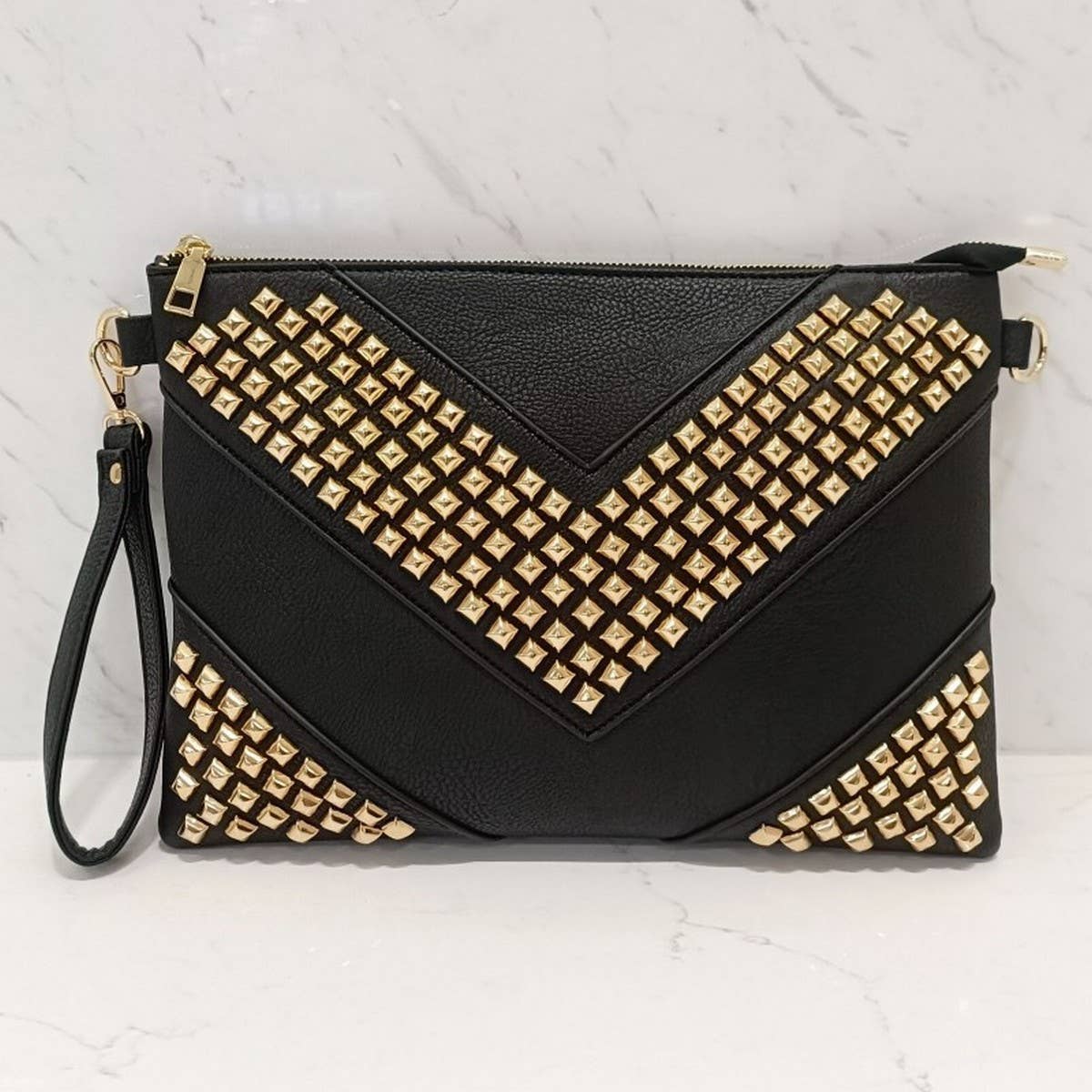 RIVET DECORATION LARGE CAPACITY HANDBAG_CWAB1376