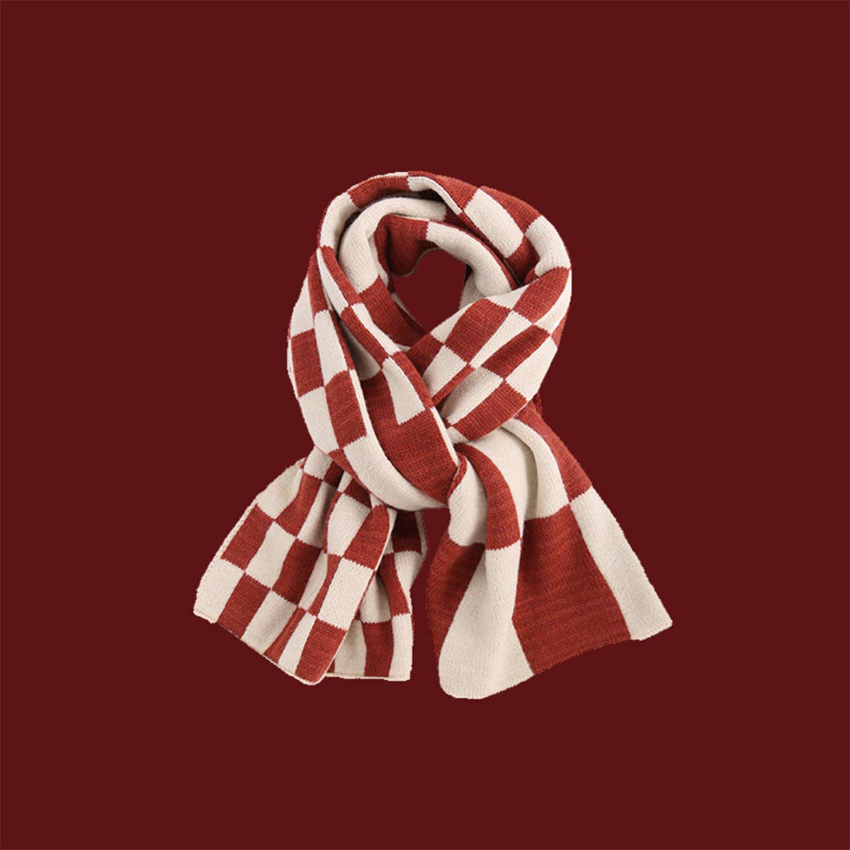 Red Knit Scarf - Cozy Winter Christmas Gift_CWASC1500