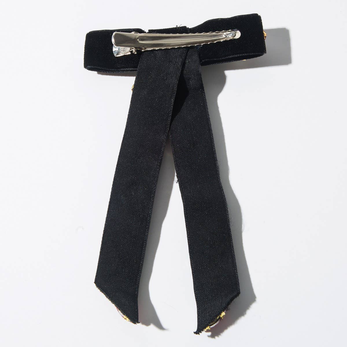 Velvet Rhinestone Bow Hair Clip for Women