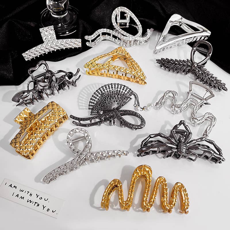 Geometric dark elegant metal clipper hair clips