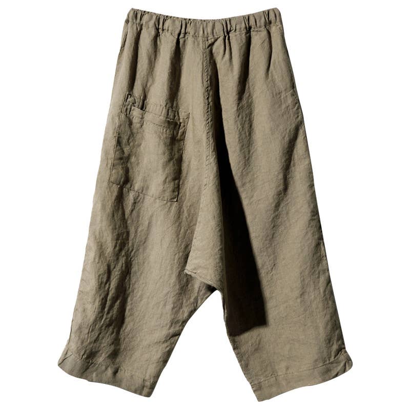 FABRIC LINEN-COTTON NINE-MINUTE WIDE-LEG PANTS