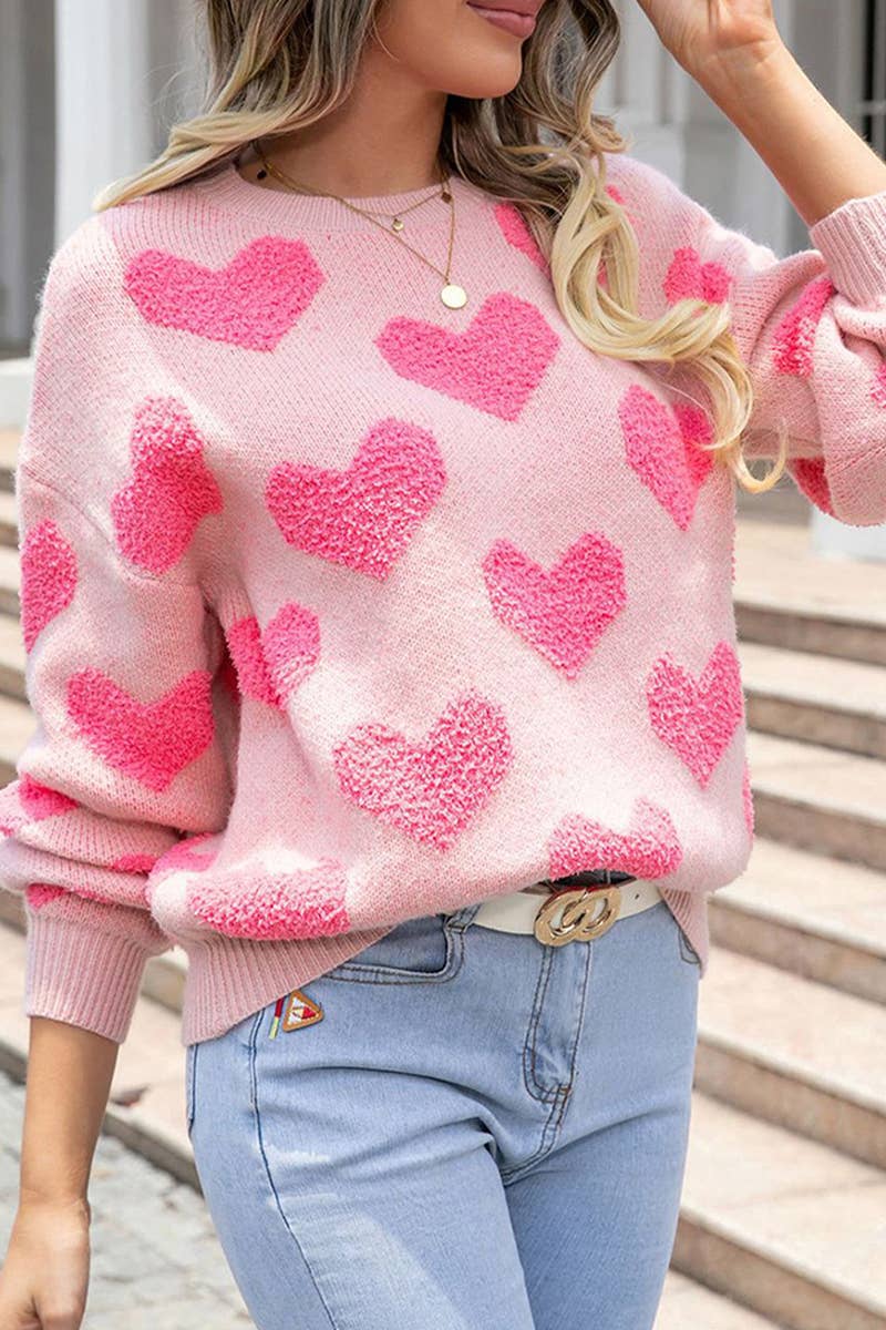 VALENTINE'S DAY CREW-NECK LOVE JACQUARD SWEATER