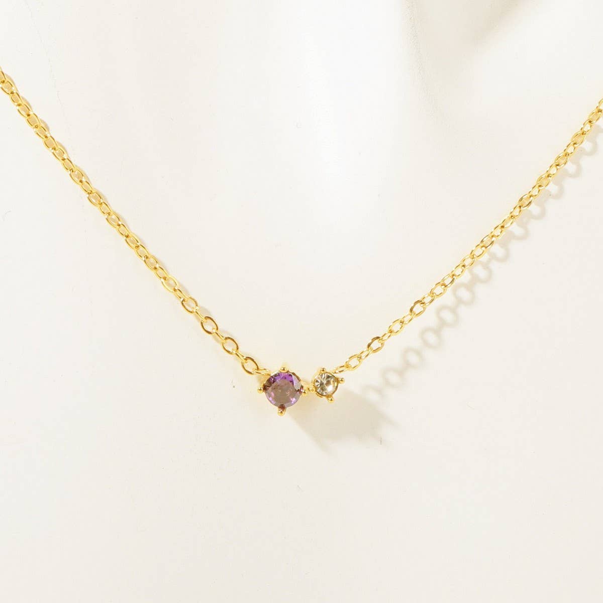 Retro Literary December Colored Zircon Necklace_CWMM5668