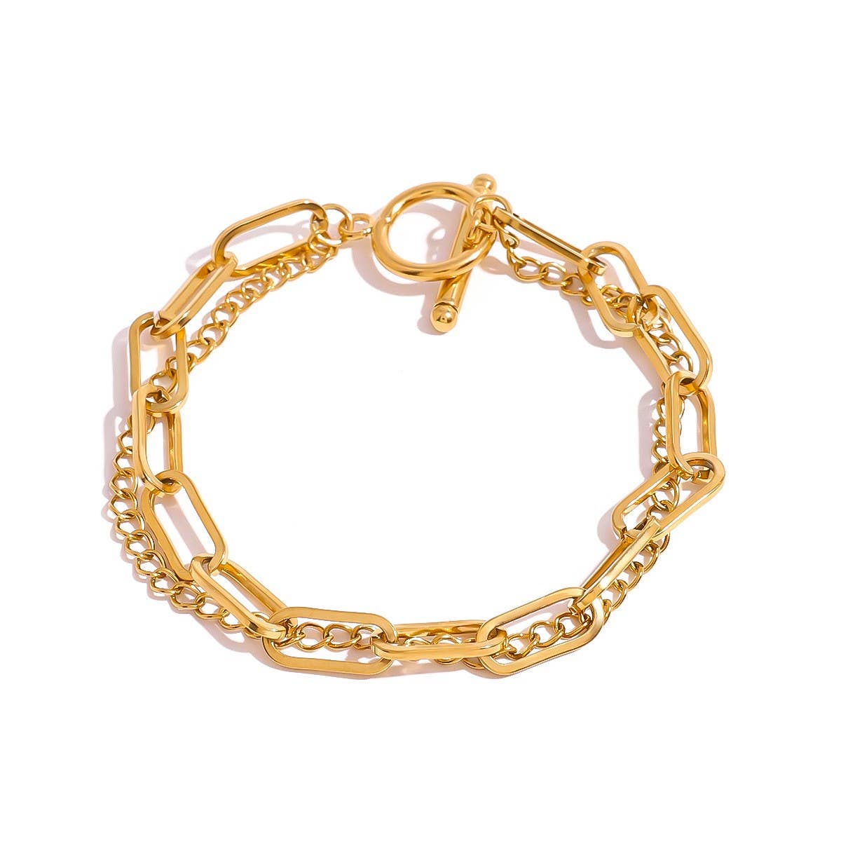 Minimalist 18K Gold Double Layer Chain Bracelet