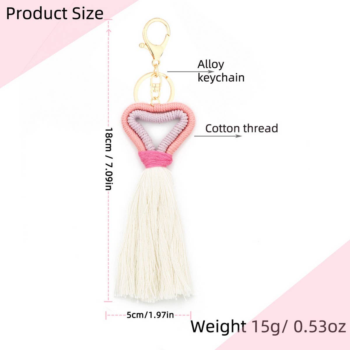 Handmade Cotton Rope Heart Keychain_CWAB5074