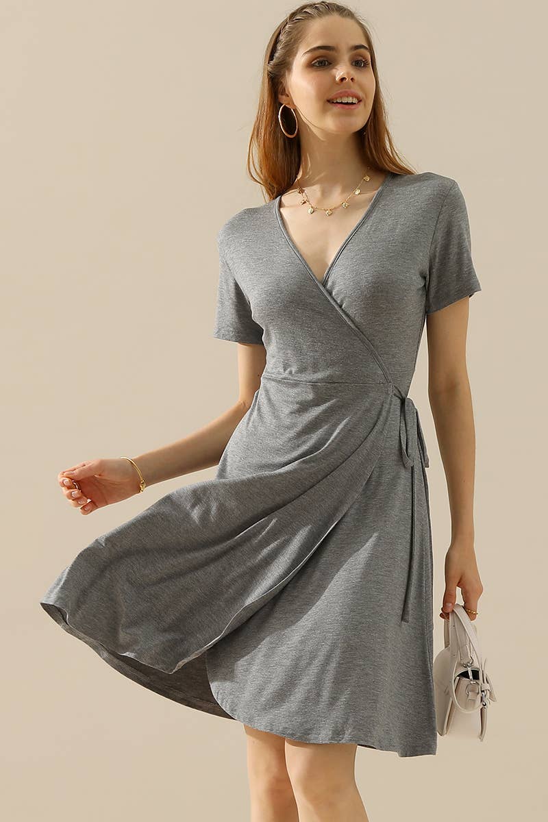 CWDSD10372-P_PLUS SIZE V NECK CASUAL WRAP DRESSES
