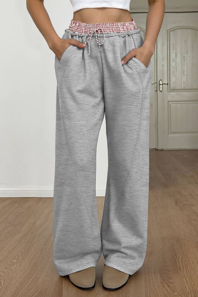 CWBLP00949_COLORBLOCK PATCHWORK STRAIGHT LEG CASUAL PANTS