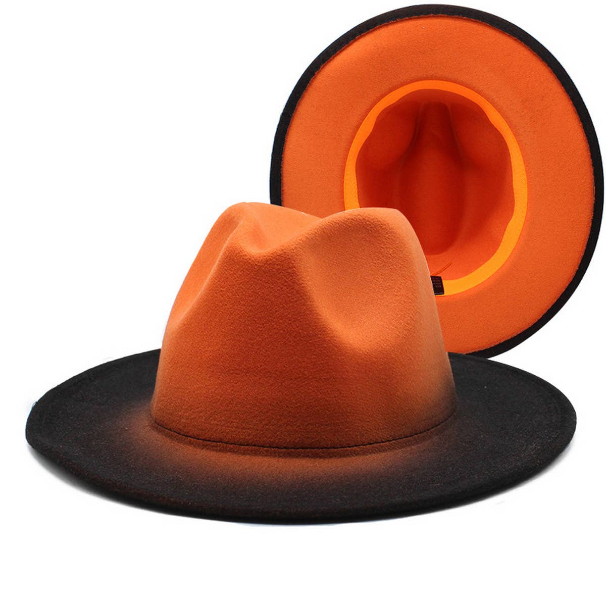 WOMEN GRADIENT TWO-COLOR THICK WOOL FELT HAT_CWAH0816