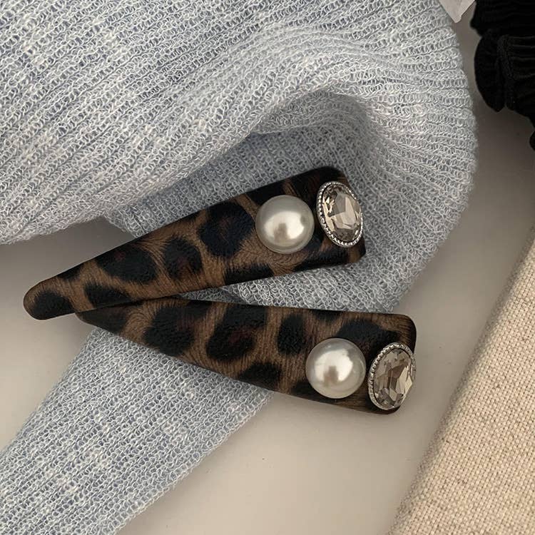 Leopard print premium bangs clip back headpiece