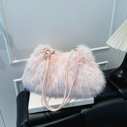 Plush Fur Shoulder Bag Women Handbag Tote_CUAB00539