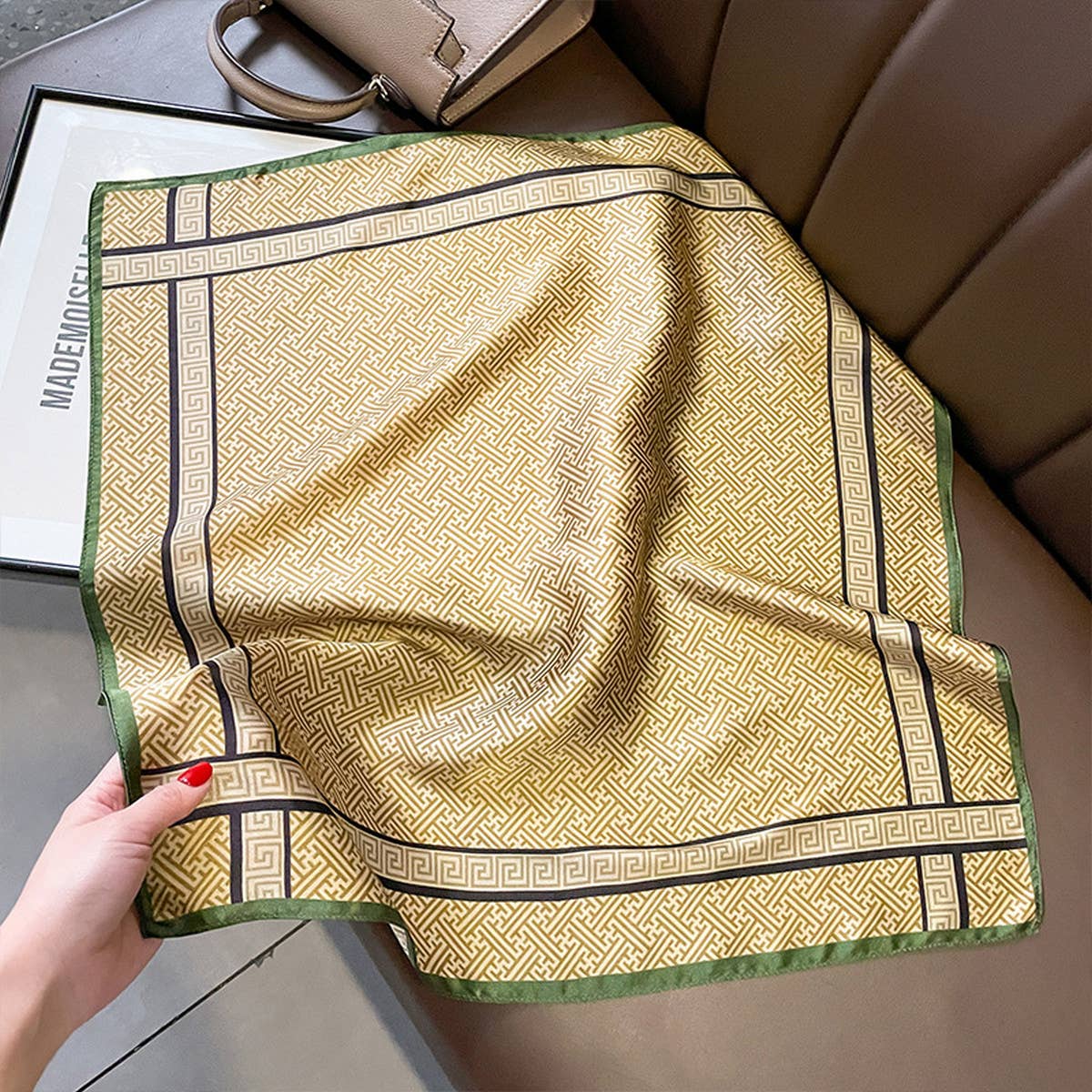 Silk Square Scarf - Maze Print Summer Wrap