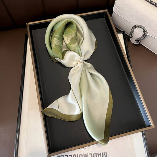 100% Silk Flower Scarf ??Elegant Lotus Print Shawl_CWASC0541