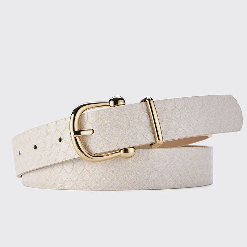 TREND SERPENTINE PU LEATHER GOLD BUCKLE BELT