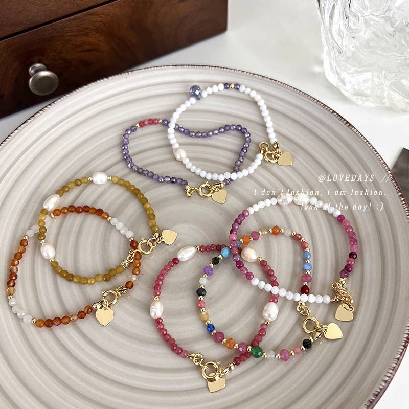 Personalized stone freshwater pearl bracelet