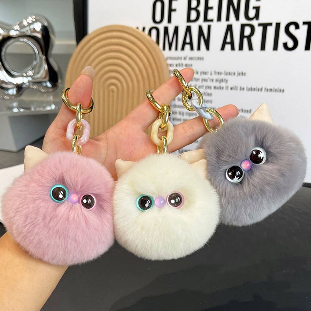 CUTE PLUSH KITTEN CAR KEYCHAIN PENDANT GIFT