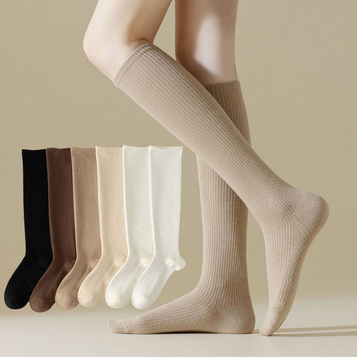 WOMEN STOCKINGS LEISURE SOLID COLOR TUBE SOCKS