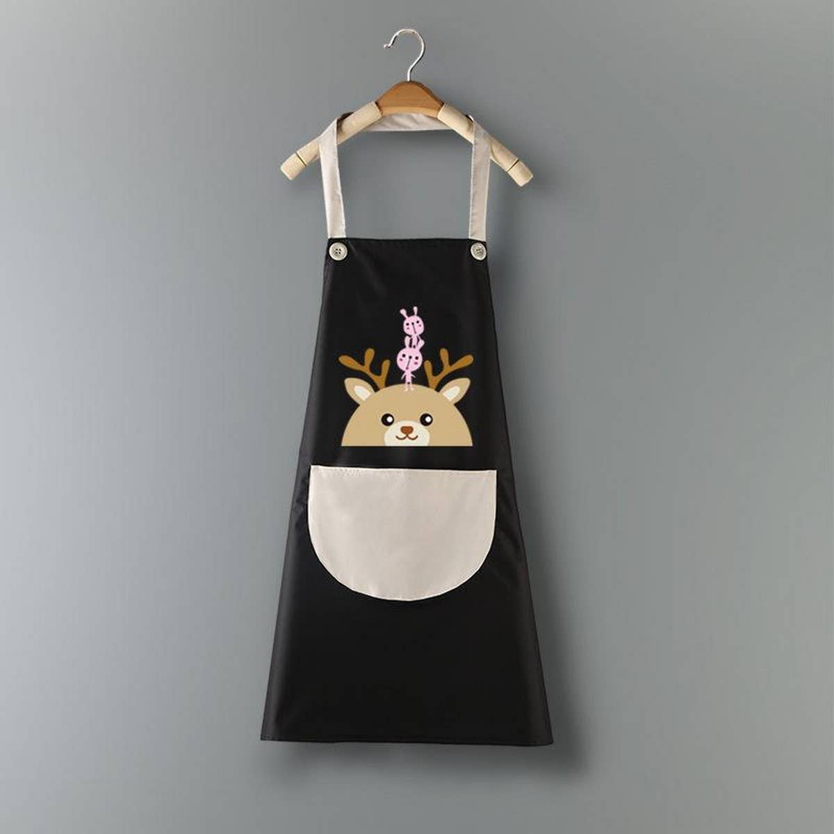 Deer head print Summer Thin Apron with pockets