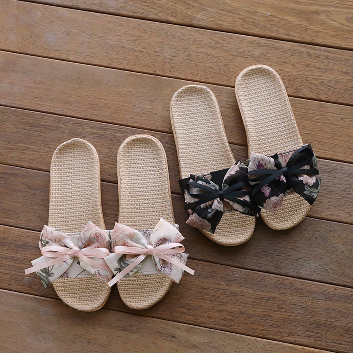 Linen House Slippers with Ink Wash Design