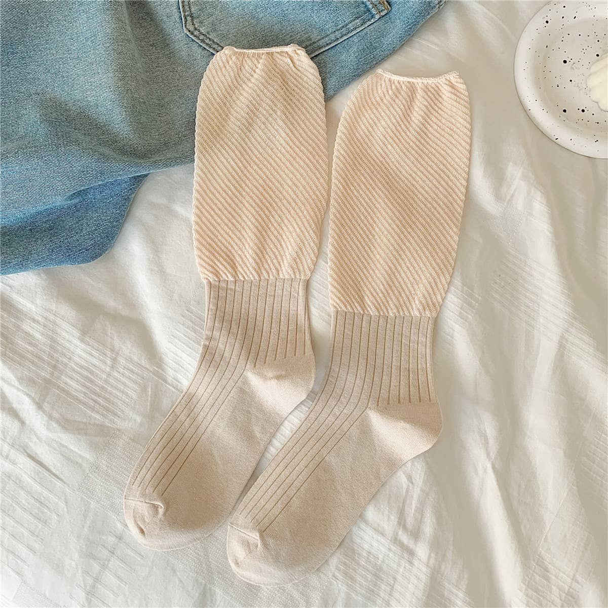 WOMEN BREATHABLE MESH MID-LENGTH COTTON SOCKS