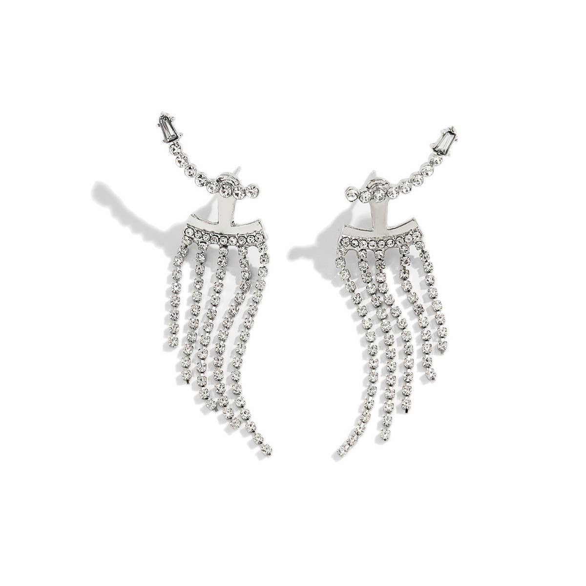 FRENCH STYLE TASSEL RHINESTONE EARRINGS