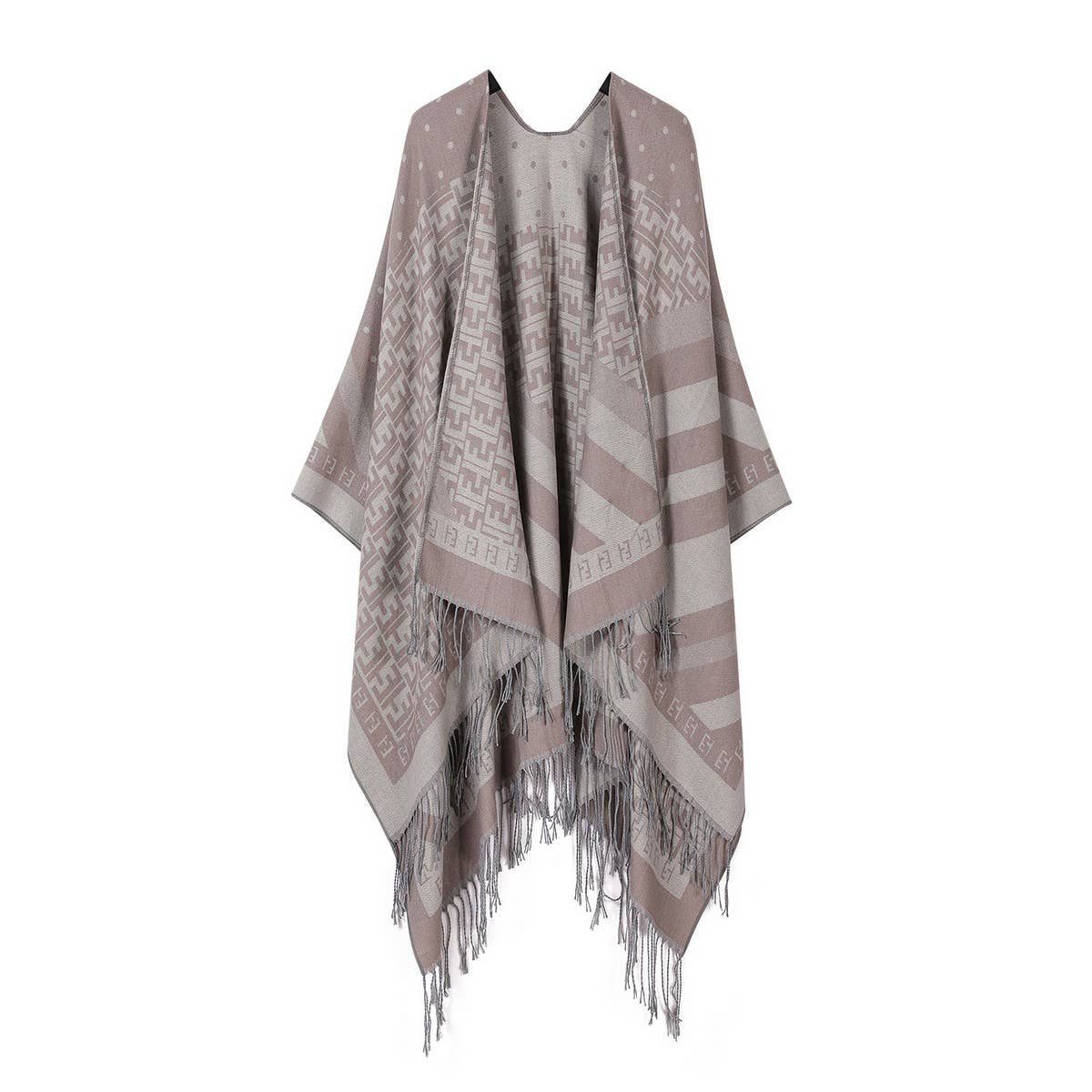 SHAWL FAUX CASHMERE CAPE FRINGED CAPE