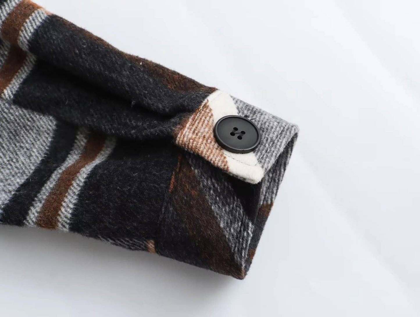 FASHION CASUAL LOOSE WOOL YARN-DYED PLAID SHIRT